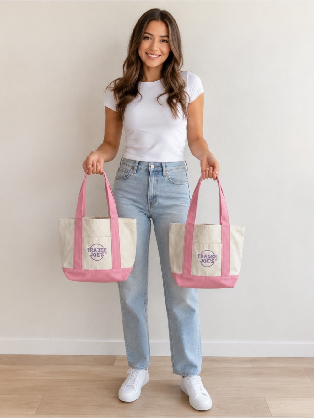 Trader Joe’s Delicate Pink Mini Canvas Tote Bags – Set of 2